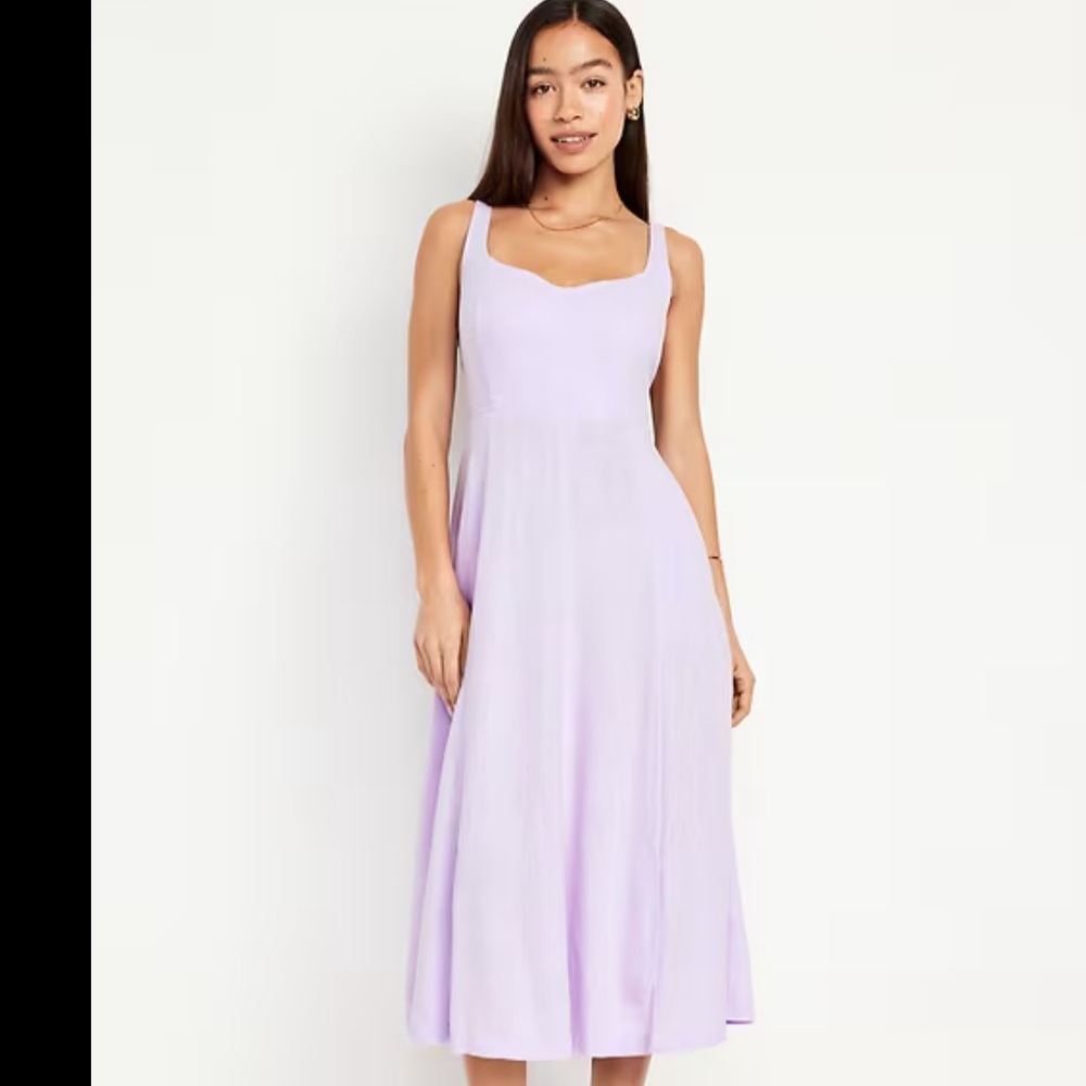 Old Navy Fit and Flare Lavender linen blend  Midi Dress